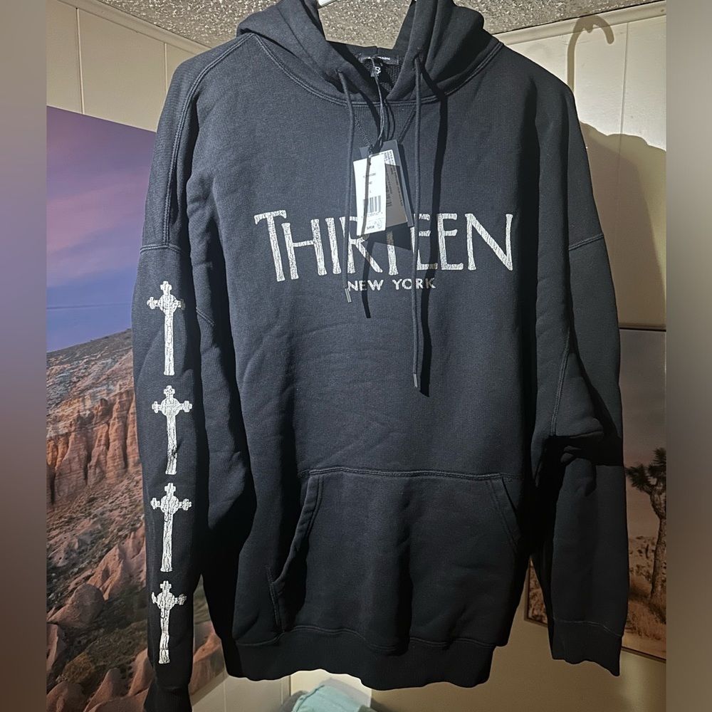 R13 original brand wash black color unique large oversized hoodie high standard